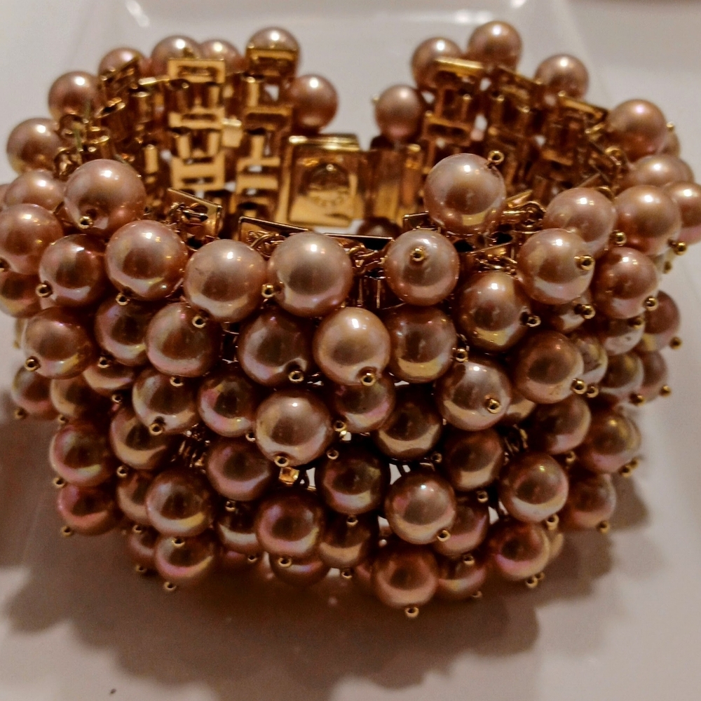 JCrew Pink Beaded Cuff Bracelet